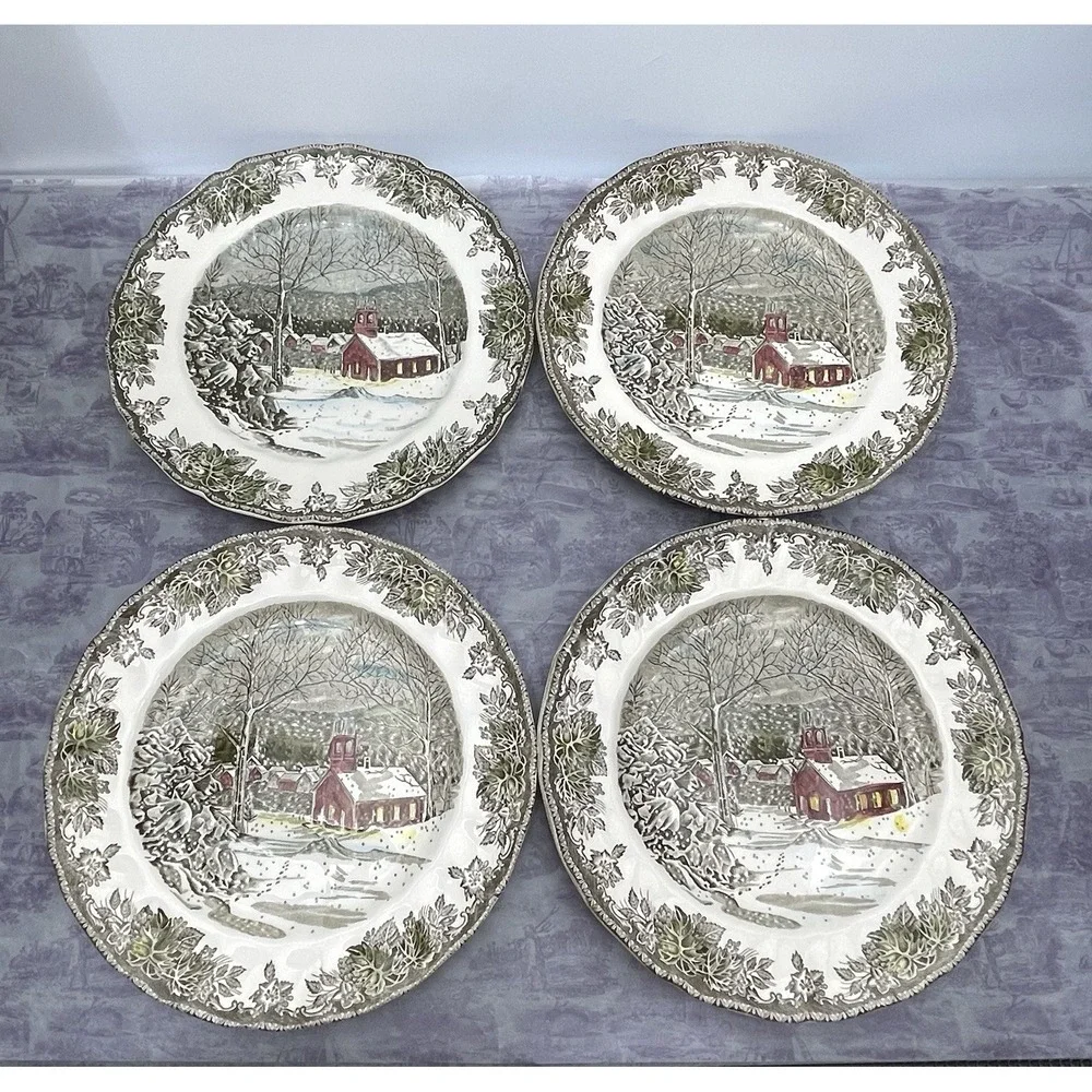 Johnson Bros Friendly Village Dinner Plate Set 4 The School House 9.75